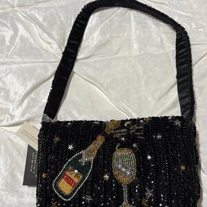 🥂 Black Champagne Beaded Bag | Sparkly NYE Party Statement Purse